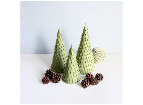 Juletræ Papir - Set of 3 - 22-18-14cm